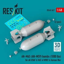 1/48 Reskit RS48-0547 AN-M65 AN-M59 bombs 2 pcs  1000 lbs for all USAF  R