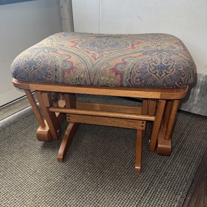 Vtg Oak Wood Gliding Ottoman Footstool Nursery/Baby/Rocker Glider Stool