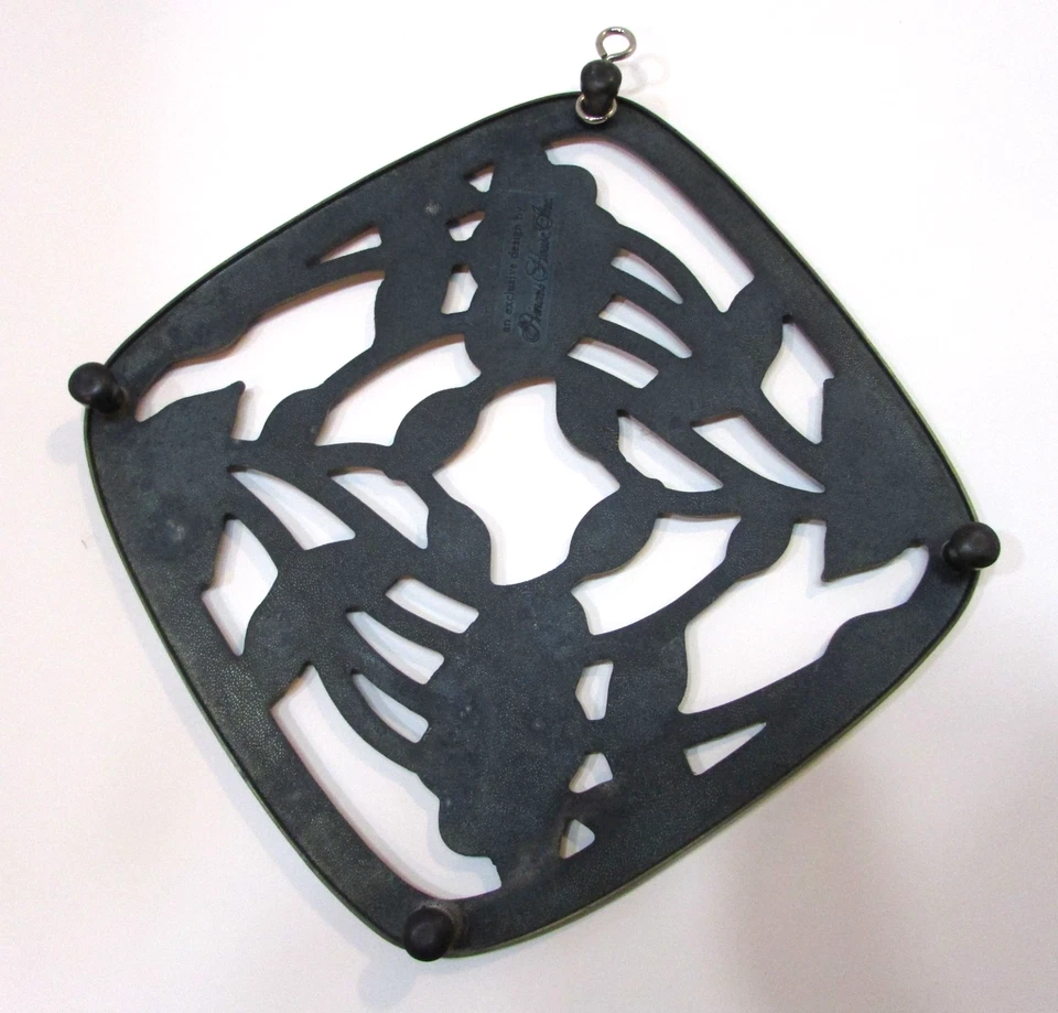 Винтажная квадратная накидка Princess House из цельной латуни с цветочным открытым узором 6,5 дюйма - Изображение 2 из 3