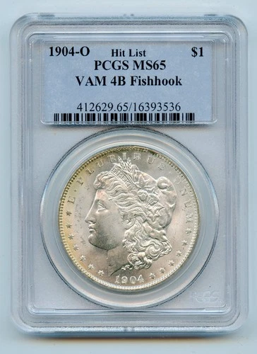 1904-O Morgan Silver Dollar $1 Hit List VAM 4B Fishhook PCGS MS65