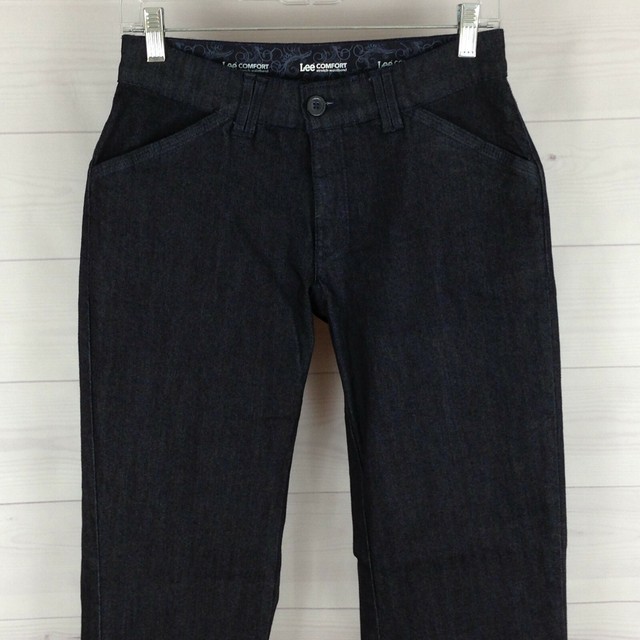 Lee Comfort Elastic Waist womens size 6 stretch blue dark wash straight jean LNC | eBay