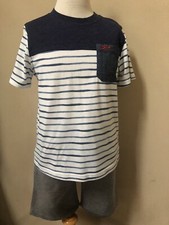 Kids Headquarters Boys Size 6 Two Piece Set Lobster Stripe Tee Gray Shorts