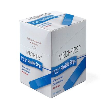 Medi-First 68033 Adhesive Bandage, Strip Bandages, 1 In W X 3 In L, Fabric,