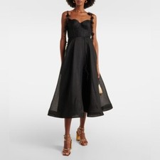 ZIMMERMANN Natura floral linen and silk bustier dress