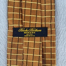 Brooks Brothers Makers Necktie Gold Check Silk Made In USA