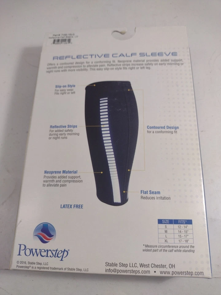 Manga de pantorrilla Powerstep de neopreno sin cordones con tiras reflectantes grande Foto 2 de 3