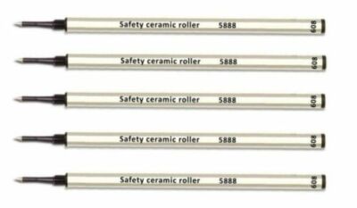 5 - Genuine Schmidt 5888 Safety Ceramic Rollerball Refills - BLACK FINE - 888