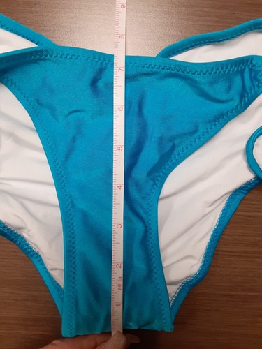 Victoria's Secret Turquoise Blue Gold Bead Tie Side Bikini Bottom Sz L - Picture 4 of 4