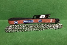 NFL   Denver Broncos Football Leather Strap Chain Leash Dog/Cat   Medium
