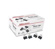 OFFICE DEPOT Medium Binder Clips 12 Boxes, 12 Per Box, 144 Total, 5/8 in