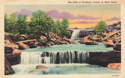 Harding Waterfall Postcard The Falls at Harding's Ranch West Texas TX Waterfalls Curt ...