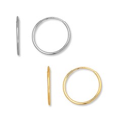 Endless Hoop Earrings 14K Yellow White Gold 10mm-12mm-14mm-16mm-18mm-21mm-25mm