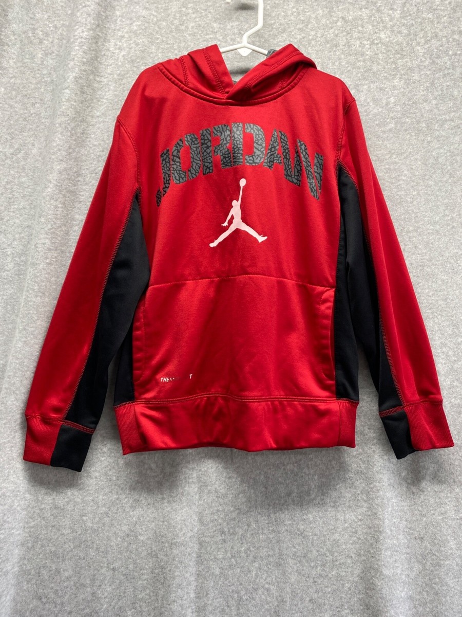 Nike Therma-Fit Boys Air Jordan Hoodie Pullover Red/Speckled Logo