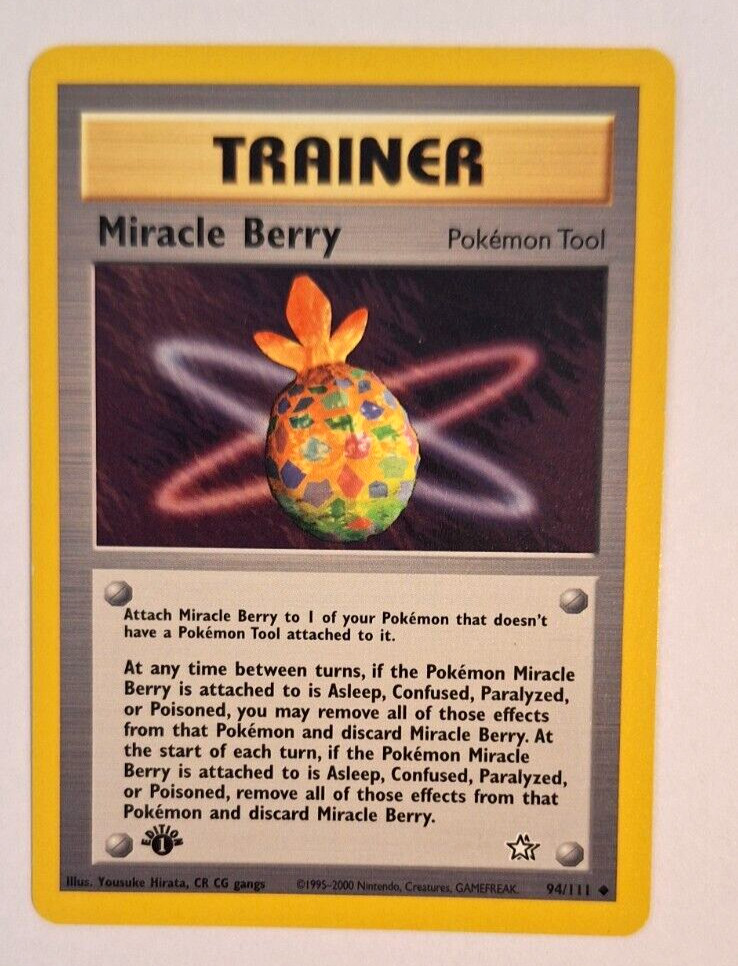 Miracle Berry 1st Edition Pokemon Card - 94/111 - Neo Genesis - Near Mint