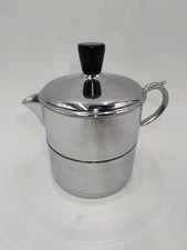 Krome Kraft FARBER BROS Stacking Sugar & Creamer Chrome Cream New York Vtg MCM