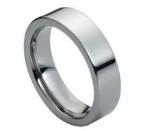 6mm Men's or Ladies Tungsten carbide Flat Pipe Cut Shiny wedding band ring