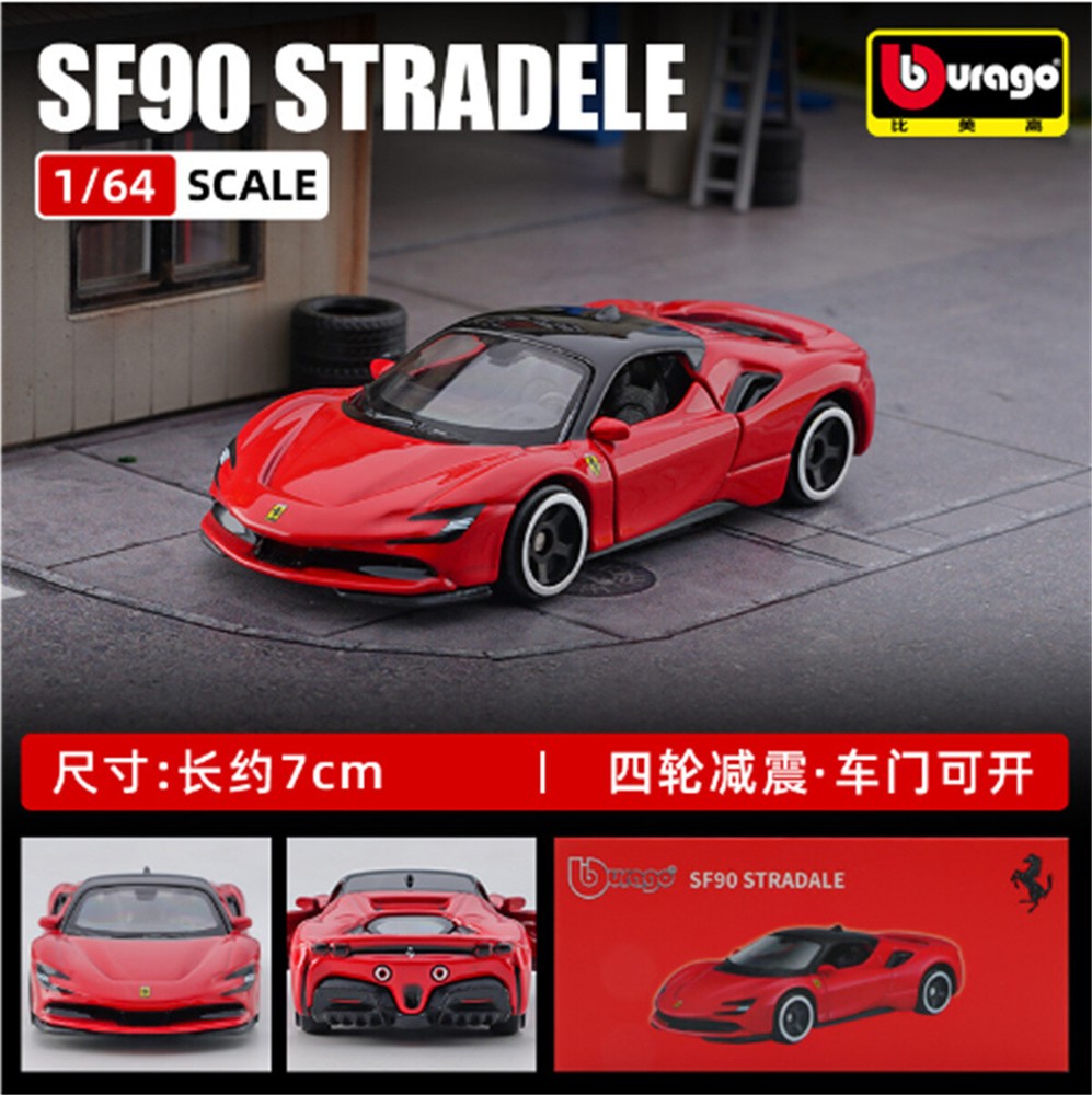 Bburago 1:64 Red Ferrari SF90 Racing Sports Model Toy Diecast Metal Car New