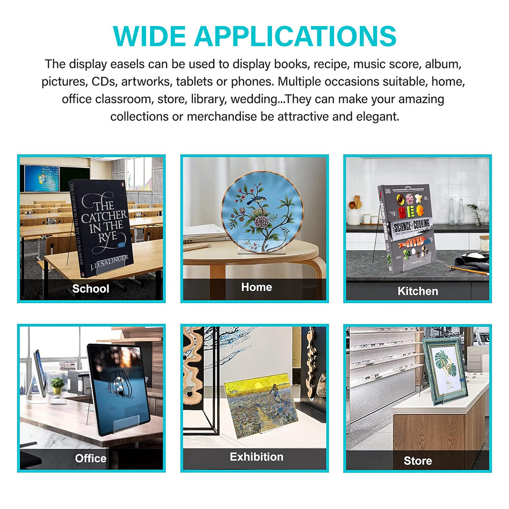 4Pcs Acrylic Display Stand Book, Plate, Phone, Tablet Retail Cookbook Holder US