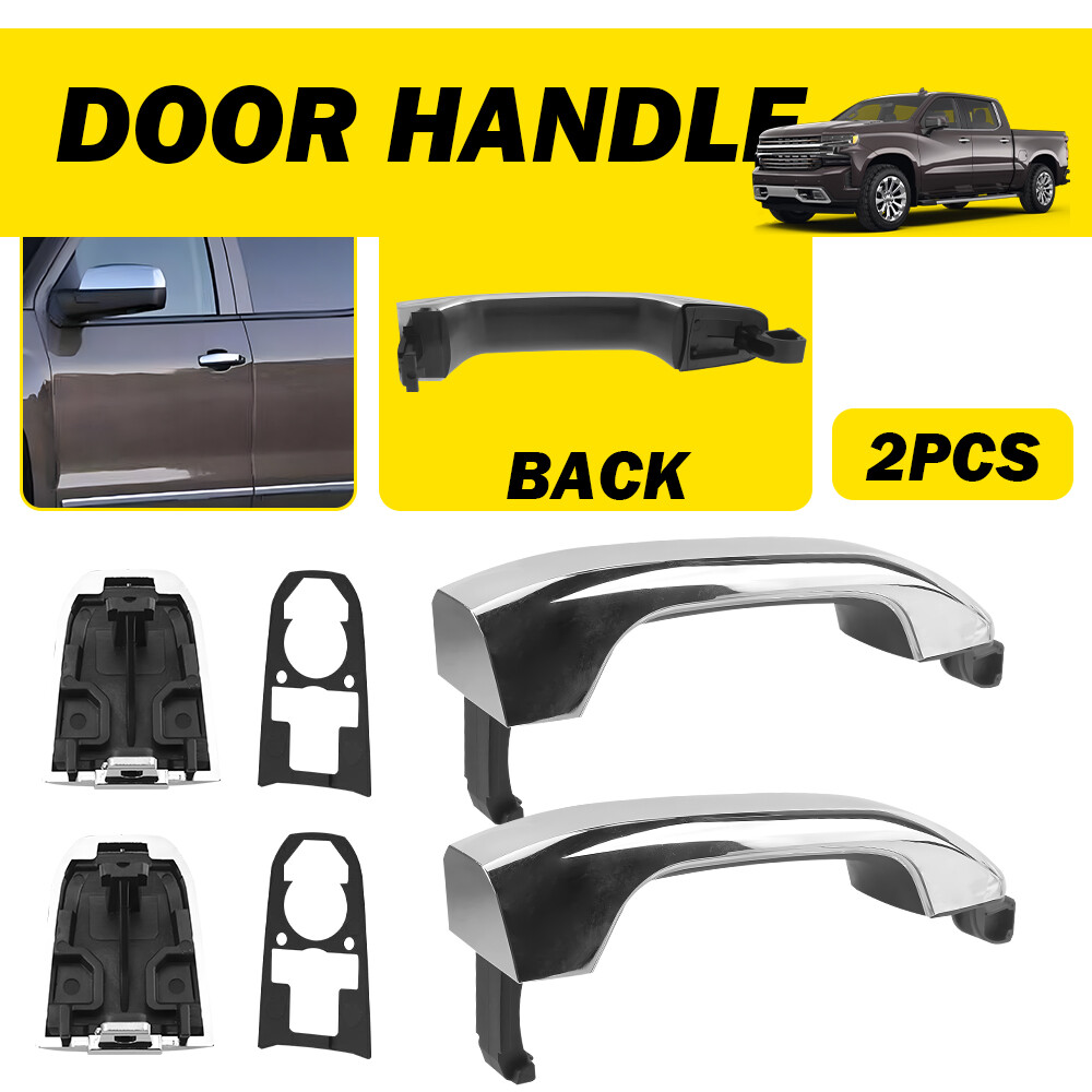 2X Rear Exterior Chrome Door Handle Set Chevy for 14-19 Silverado GMC Sierra