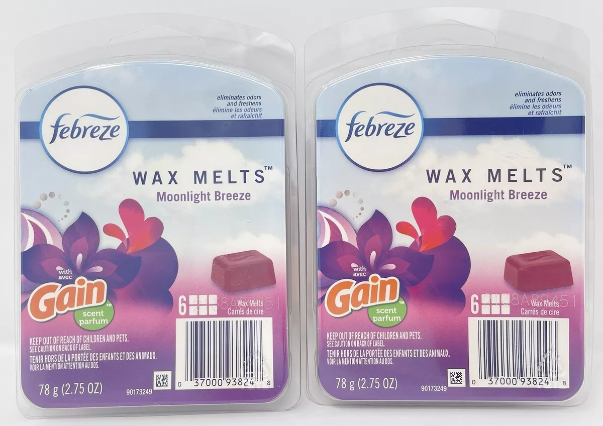 2 PACKS Febreze GAIN MOONLIGHT BREEZE Wax Melts, 2.75 oz- 6 Wax