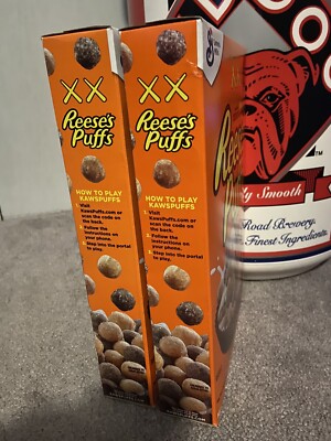 Kaws X Reese's Puffs Regular Size Cereal Box - XX Limited Edition Lot Of 2