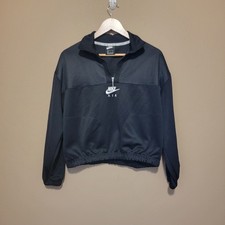 Nike Air Women's Size Large Black 1/4 Zip Cropped Loose Fit Jacket