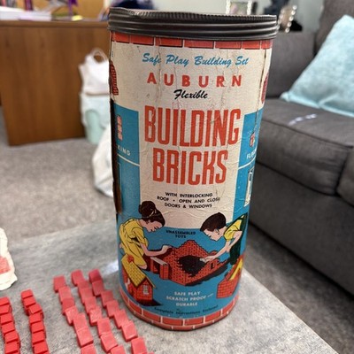 Vintage Auburn Flexible Building Block Bricks,No 949 1950s- Mostly Complete