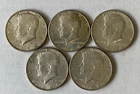 Lot of 5 1964 Kennedy 90% Silver Half Dollars  Denver Mint Fine to Very Fine  A6
