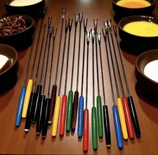 Vintage Set of 20 Multi-Color Handled Fondue Forks