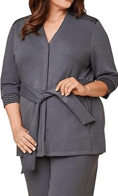 Size 4X - Women's Plus Size ¾ Sleeve Stretch Tie Jacket
