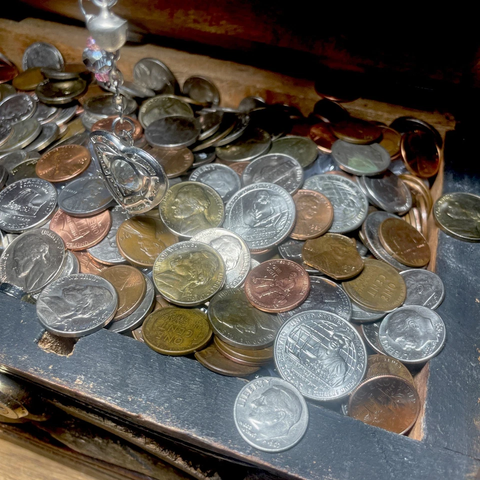 Unsearched Hand Carved Chest W US Coins From 1940’s To Now- Errors, FB, FS, BU - Image 2 of 4