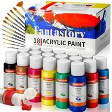 Acrylfarben Set 18 x60 ml 12 Pinsel Leinwand ...