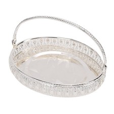 Metal Fruit Tray With Handle Oval Decorative Bowl Serving Platter For Sweets