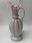 Fenton Milk Glass Pitcher Vase Peach Crest Melon 9” MCM Ruffle Vintage