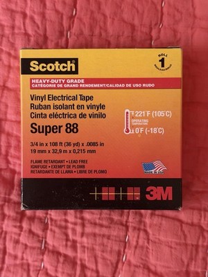 3M Scotch Vinyl Electrical Tape Super 88, 3/4 in x 108 ft (36 Yd)