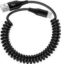 USB to C Cable Coiled 3FT Car Charger Cord for iPhone 16e/16/16 1-Pack