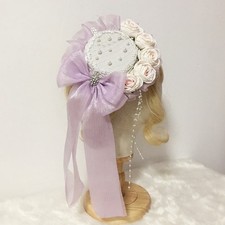 Pearl Beaded Mini Lace Top Hat Rose Flower Ribbon Bow Vintage Headdress