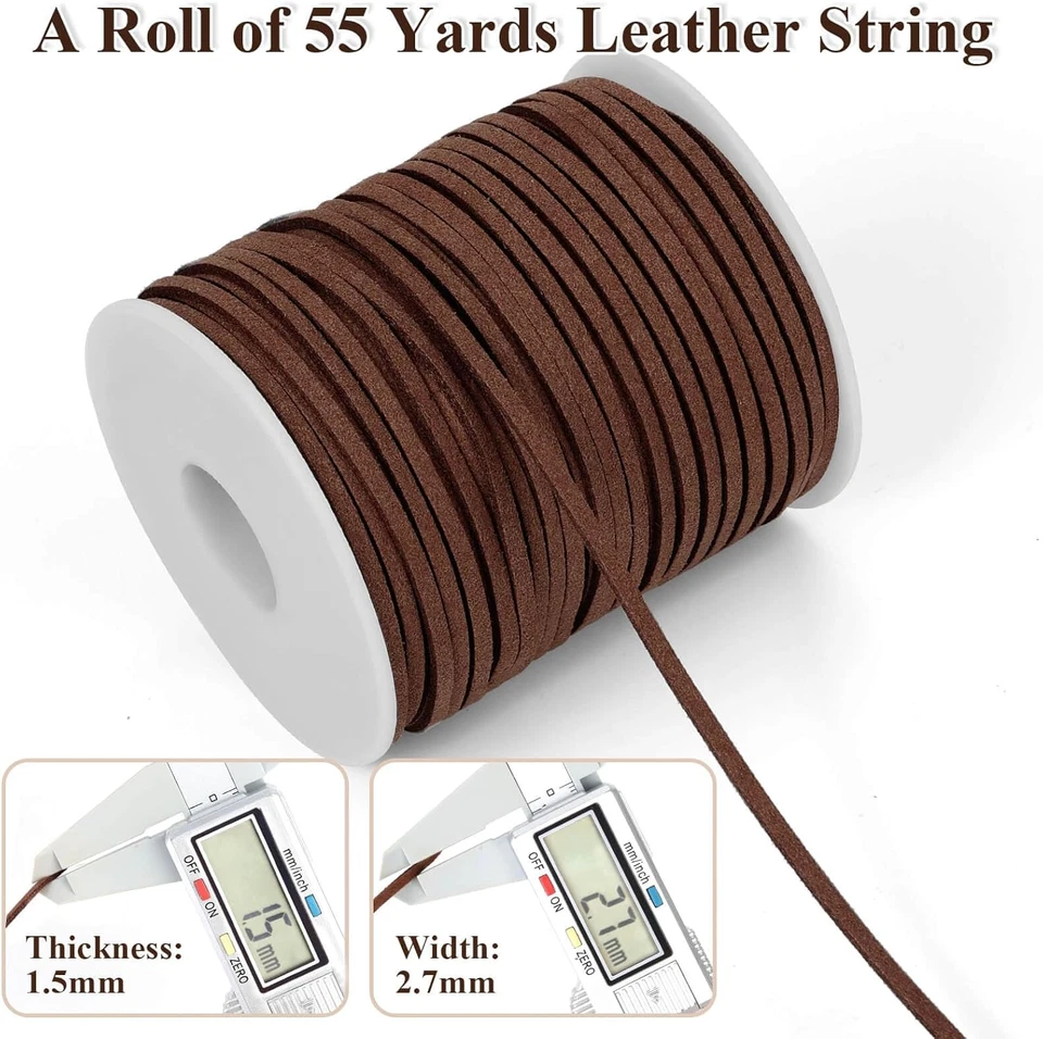 Cuerda de cuero plana, cinta de gamuza para hacer joyas, cuerda de cuero para Cra Foto 4 de 4