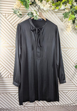 Polo Ralph Lauren Women's Black Satin Neck Tie Detailed Shift Dress Size 10