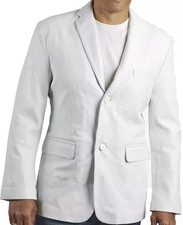 Brand New Men's White Genuine Lambskin Leather Blazer Jacket TWO BUTTON Coat