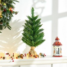 Produktbild - HOMCOM Weihnachtsbaum für Tisch 0,6 m kleiner Christbaum 70 Zweige Leinen PVC