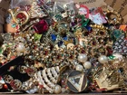 CHRISTMAS LOT 2 Lb Costume Jewelry VTG Modern Craft Junk Pins Wearable Untested