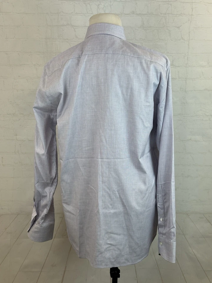 Canali Италии мужской фиолетовый клетку 100% хлопок платье рубашка 17-43 36/37 сделано в Италии - Изображение 4 из 4