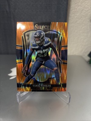 2025 Panini Select Football Tariq Woolen Orange Shock Prizm/399