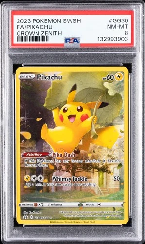 2023 POKEMON SWORD & SHIELD CROWN ZENITH #GG30 FULL ART/PIKACHU PSA 8