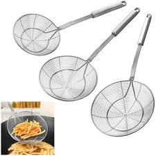 Stainless Steel Spider Strainer Skimmer Spoon For Frying and Cooking - Set of...