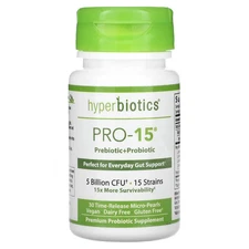 2 X Hyperbiotics, Pro-15, Prebiotic + Probiotic, 5 Billion CFU, 30 Time-Release