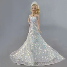 White Sequin Fashion Doll Clothes For 11.5" Doll Princess Gown 1/6 Accessories