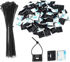 100 Set Cable Tie Zip Mounts Self-Adhesive Cable Holder with Sticky Pads