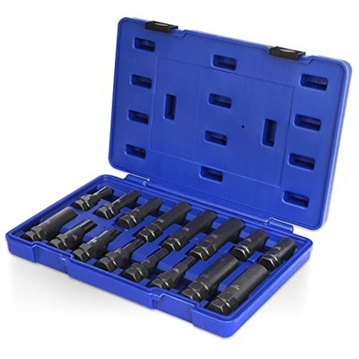  Lug Nut Key Set, 16 Pieces SAE & Metric Wheel Lock Removal Tool Kit, Cr-Mo 
